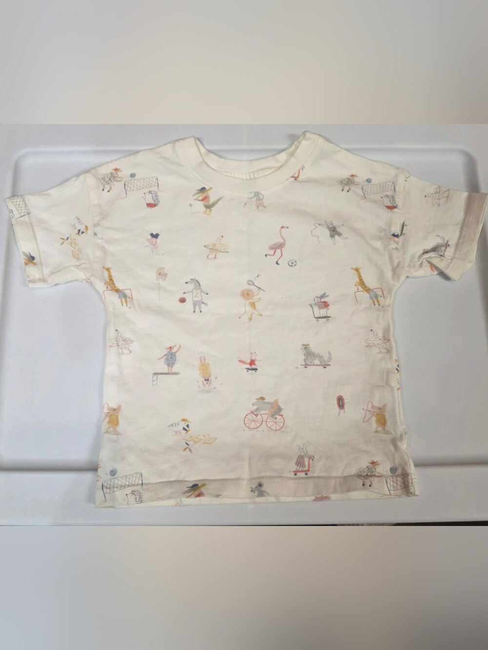 Pehr Cream Short-Sleeve Kids Tee with Pastel Animal Print